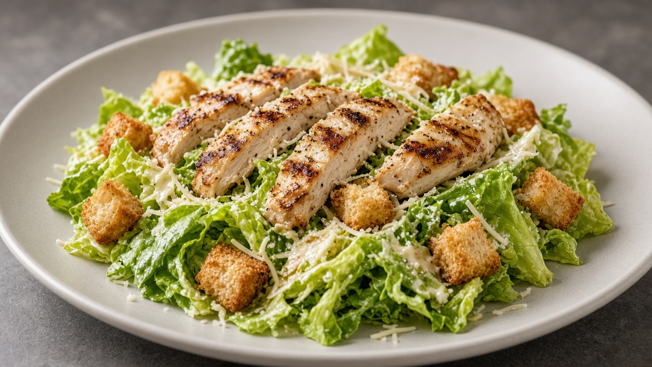Домашний «Цезарь» с курицей и хрустящими сухариками